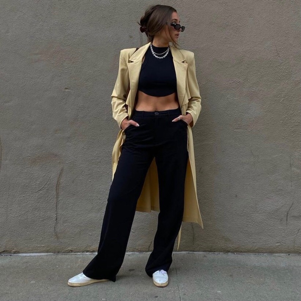 Danielle Bernstein oversized trench coat in beige